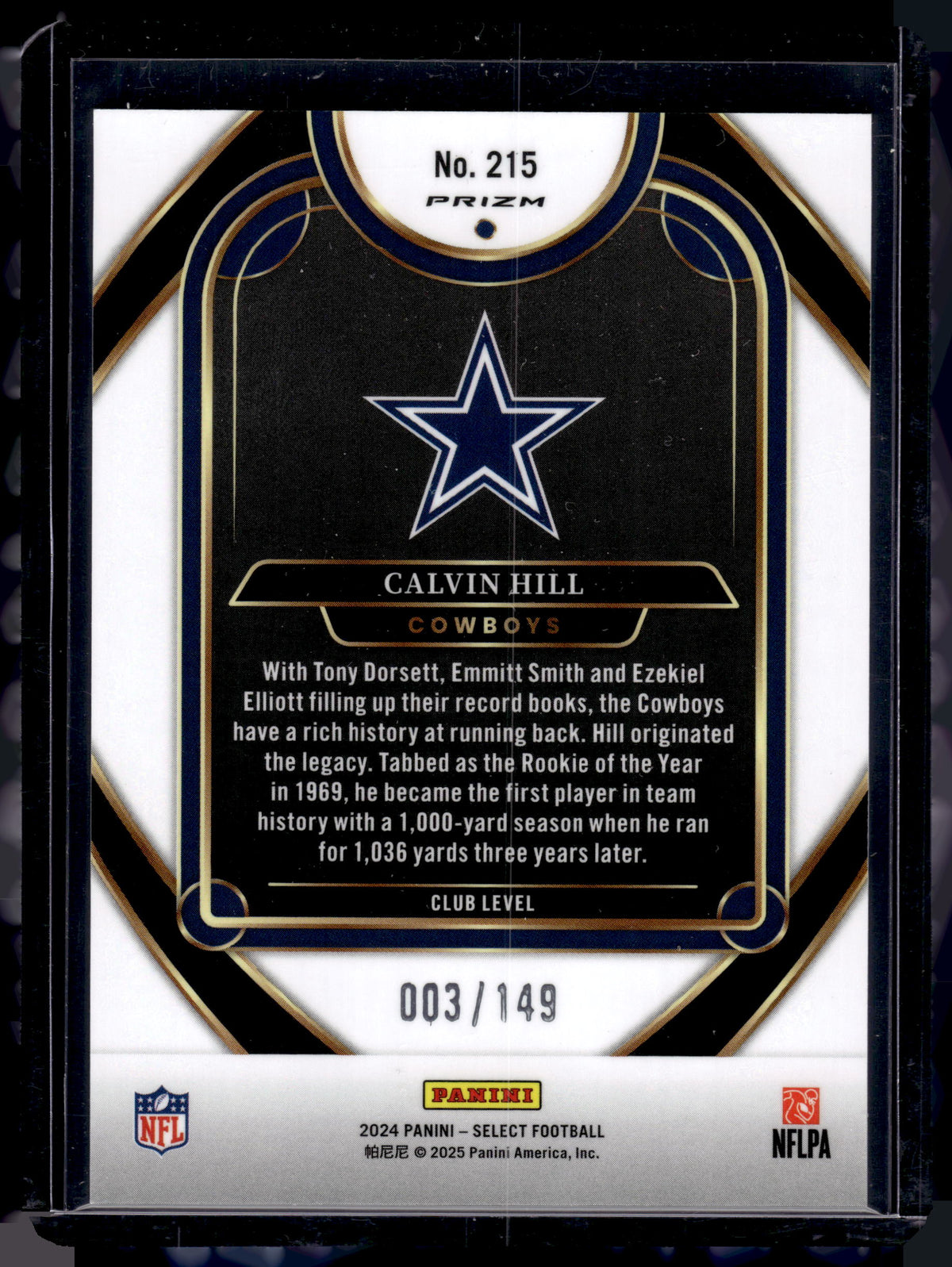HL-P02 2024 Panini Select Prizm Calvin Hill #215 Tri Color Prizm /149