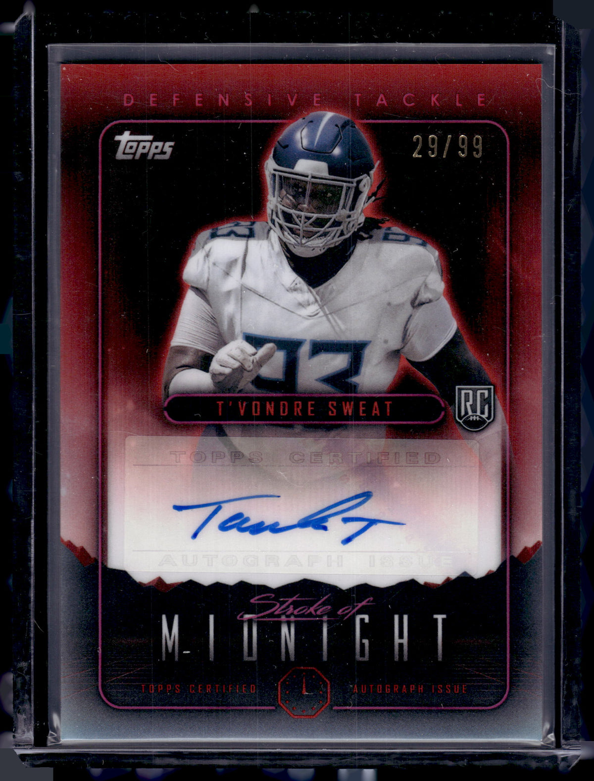 HL-P02 2024 Topps Midnight T'Vondre Sweat Stroke of Midnight Red Auto RC /99