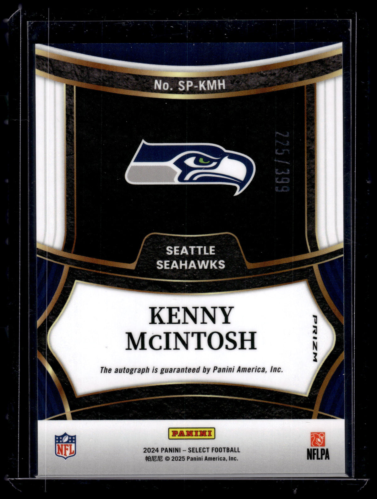 HL-P02 2024 Panini Select Signatures Kenny McIntosh #SP-KMH Blue Prizm /399 Auto