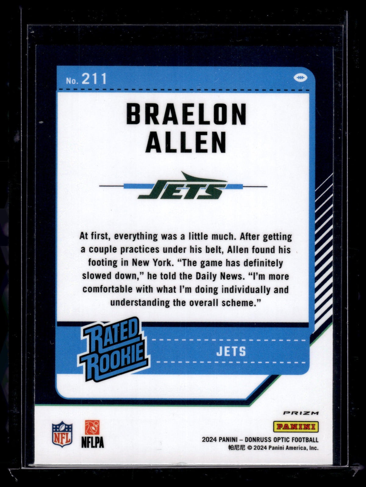 HL-P02 2024 Panini Donruss Optic Braelon Allen #211 Green Velocity Rated Rookie