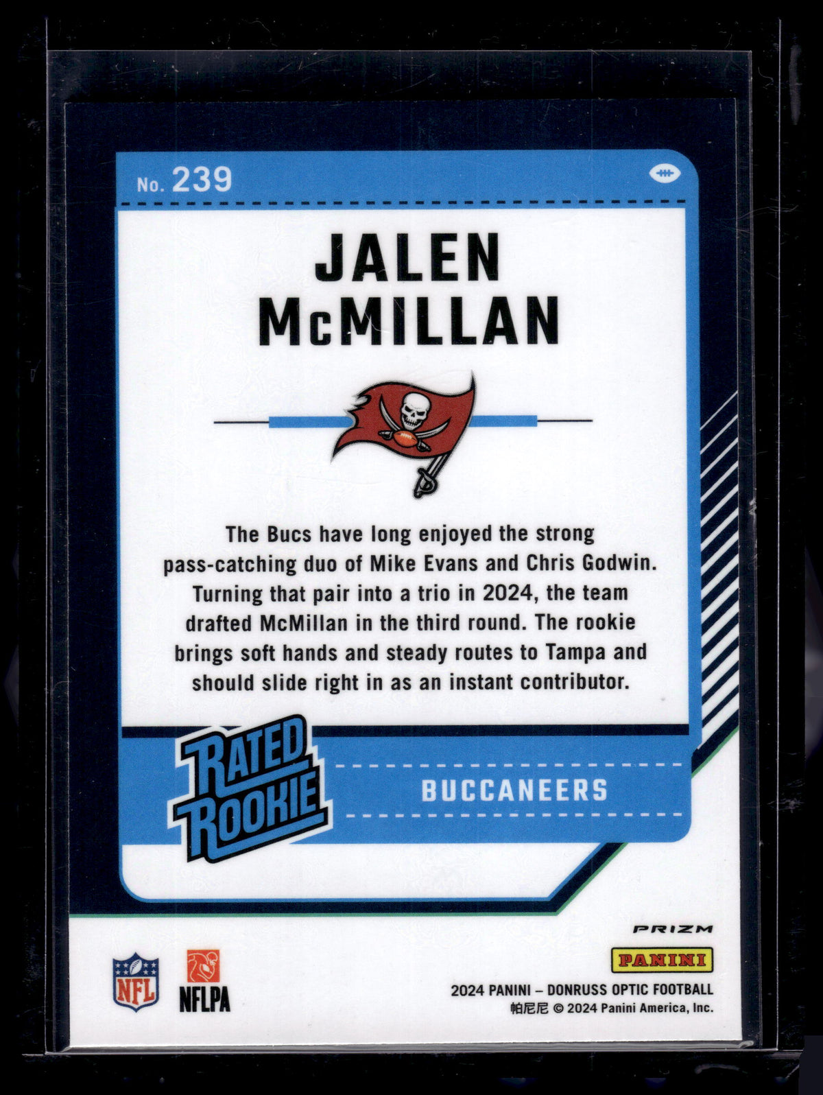 HL-P02 2024 Panini Donruss Optic Prizm Jalen McMillan #239 Purple Shock RR