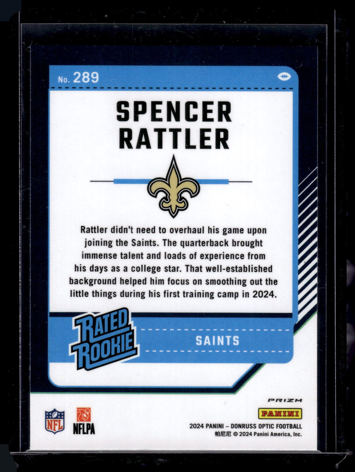 HL-P02 2024 Panini Donruss Optic Prizm Spencer Rattler #289 Blue Hyper