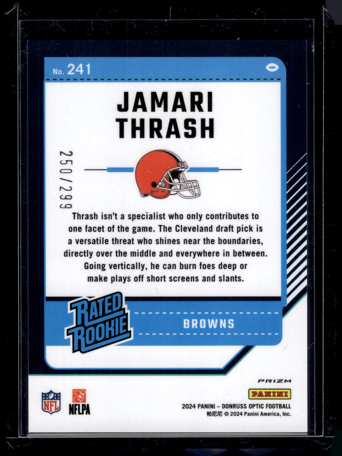 HL-P02 2024 Panini Donruss Optic Prizm Jamari Thrash #241 Aqua /299 Rated Rookie