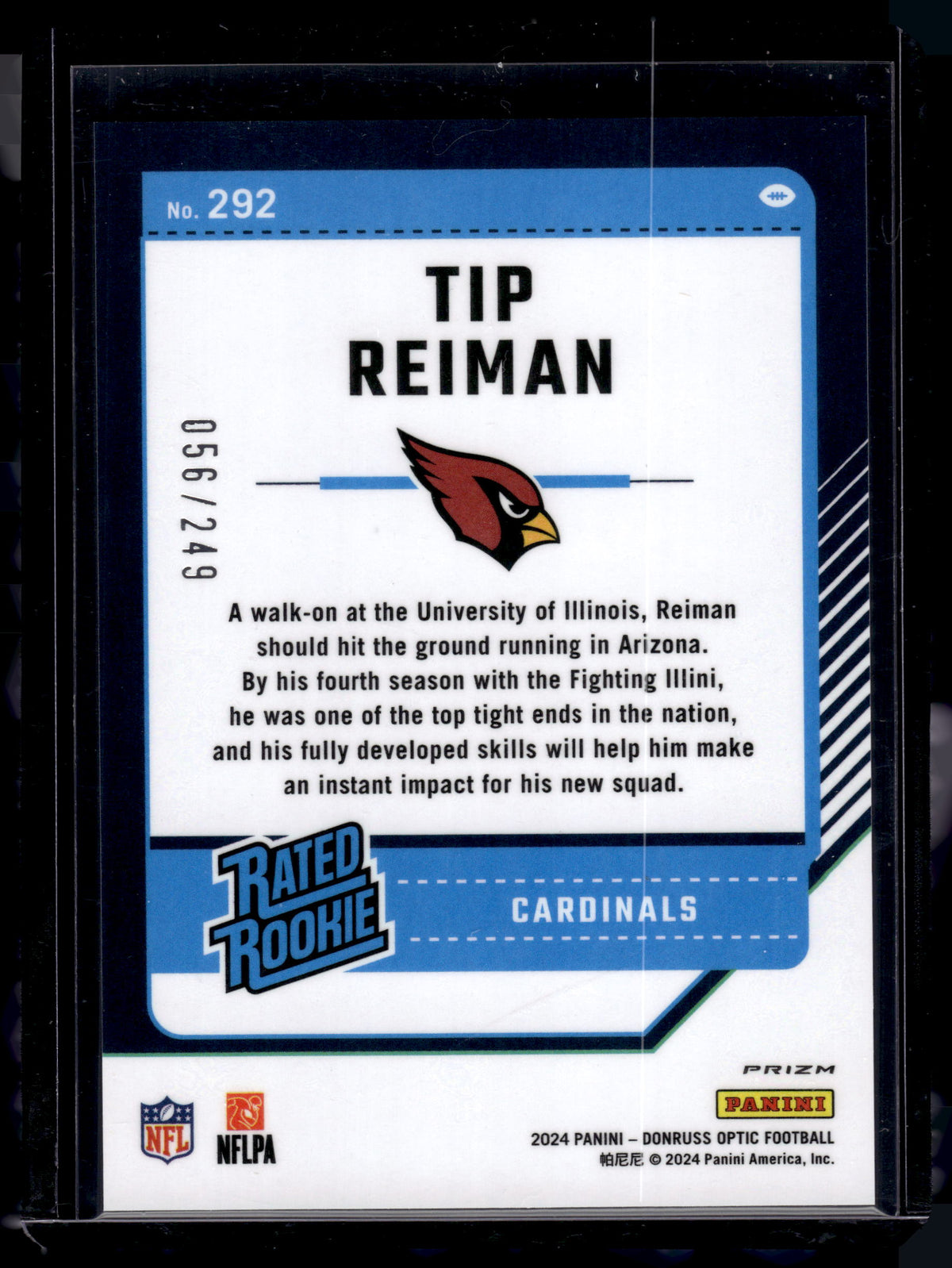 HL-P02 2024 Panini Donruss Optic Tip Reiman #292 Orange /249 Rated Rookie