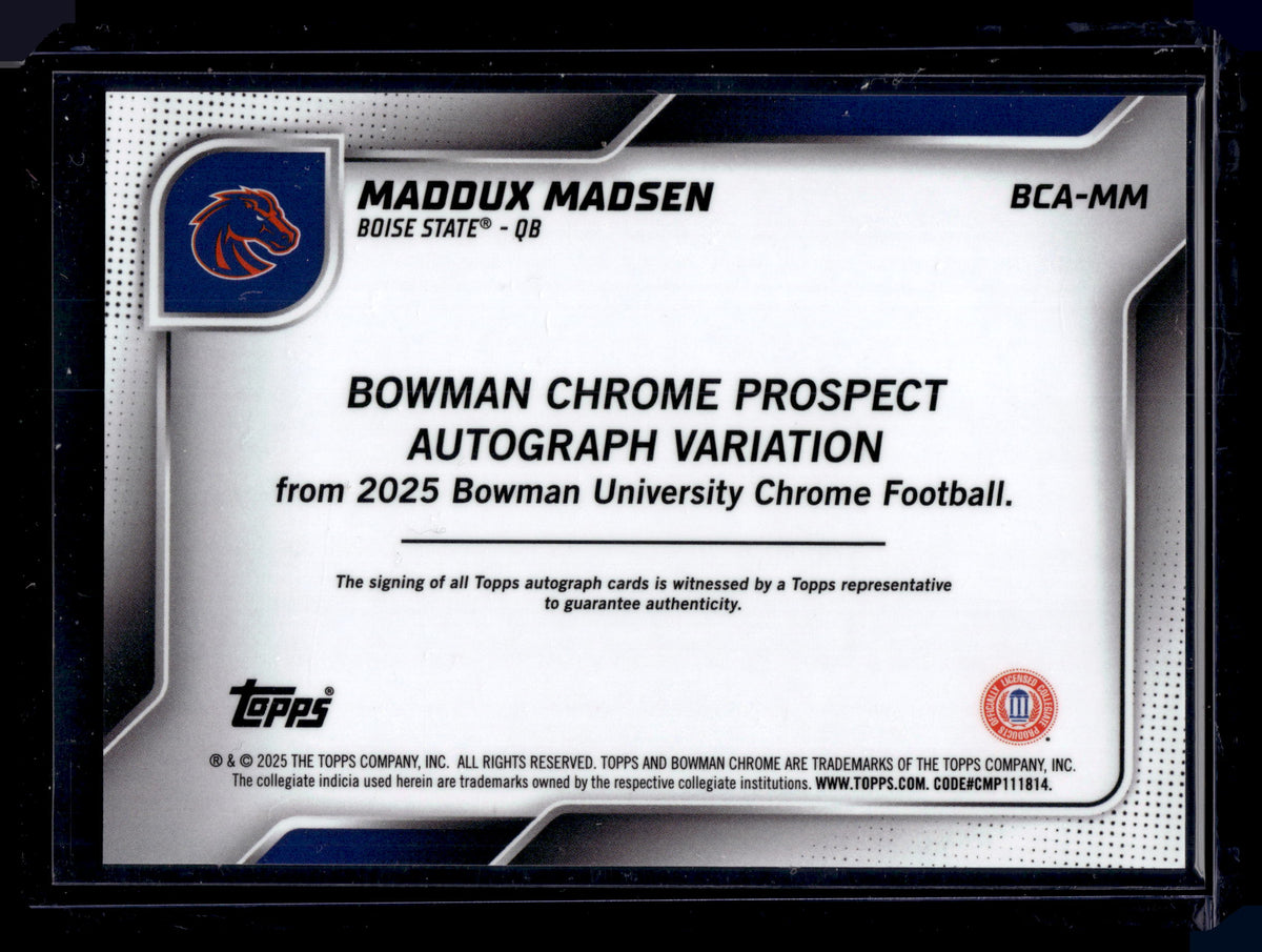 HL-P01 2025 Bowman University Chrome Football Maddux Madsen #BCA-MM Auto