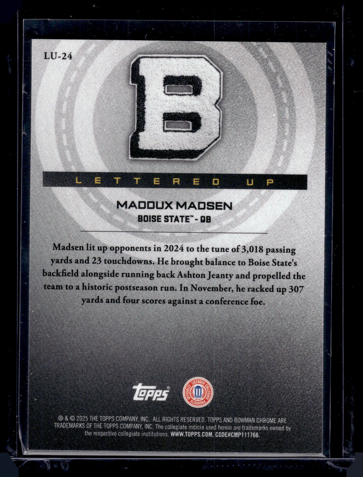 HL-P01 2025 Topps Bowman Chrome Lettered Up Maddux Madsen #LU-24 Letter Patch