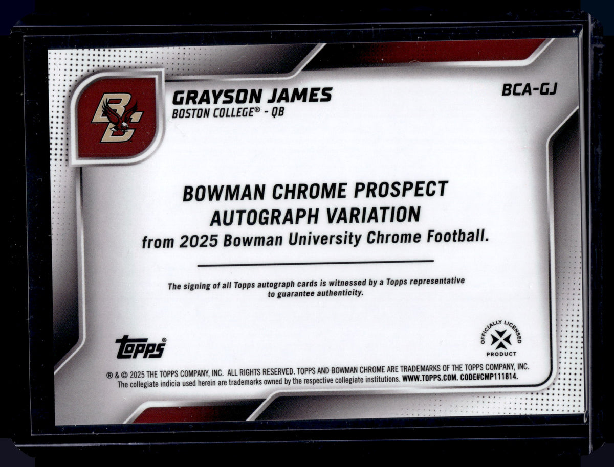 HL-P01 2025 Bowman Chrome U Football Grayson James #BCA-GJ Prospect Auto 1st