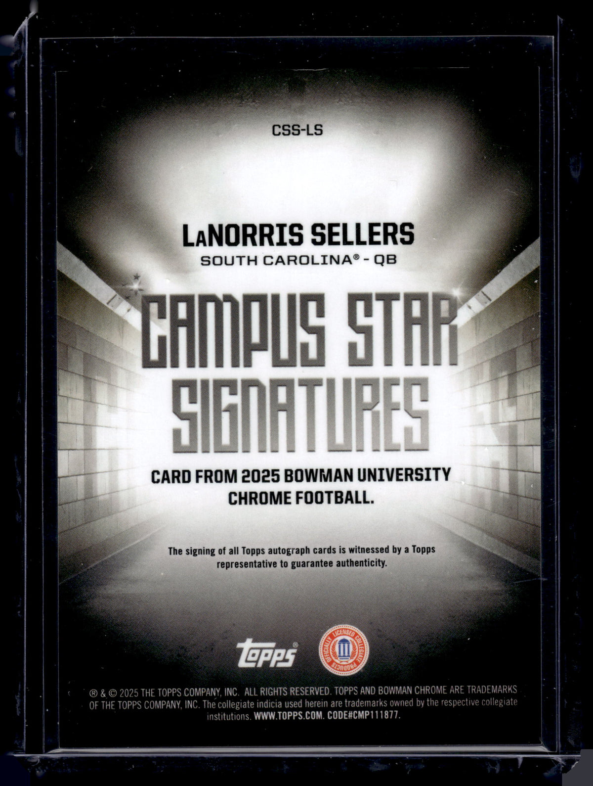 HL-P01 2025 Bowman U Chrome Football LaNorris Sellers #CSS-LS Campus Star Auto