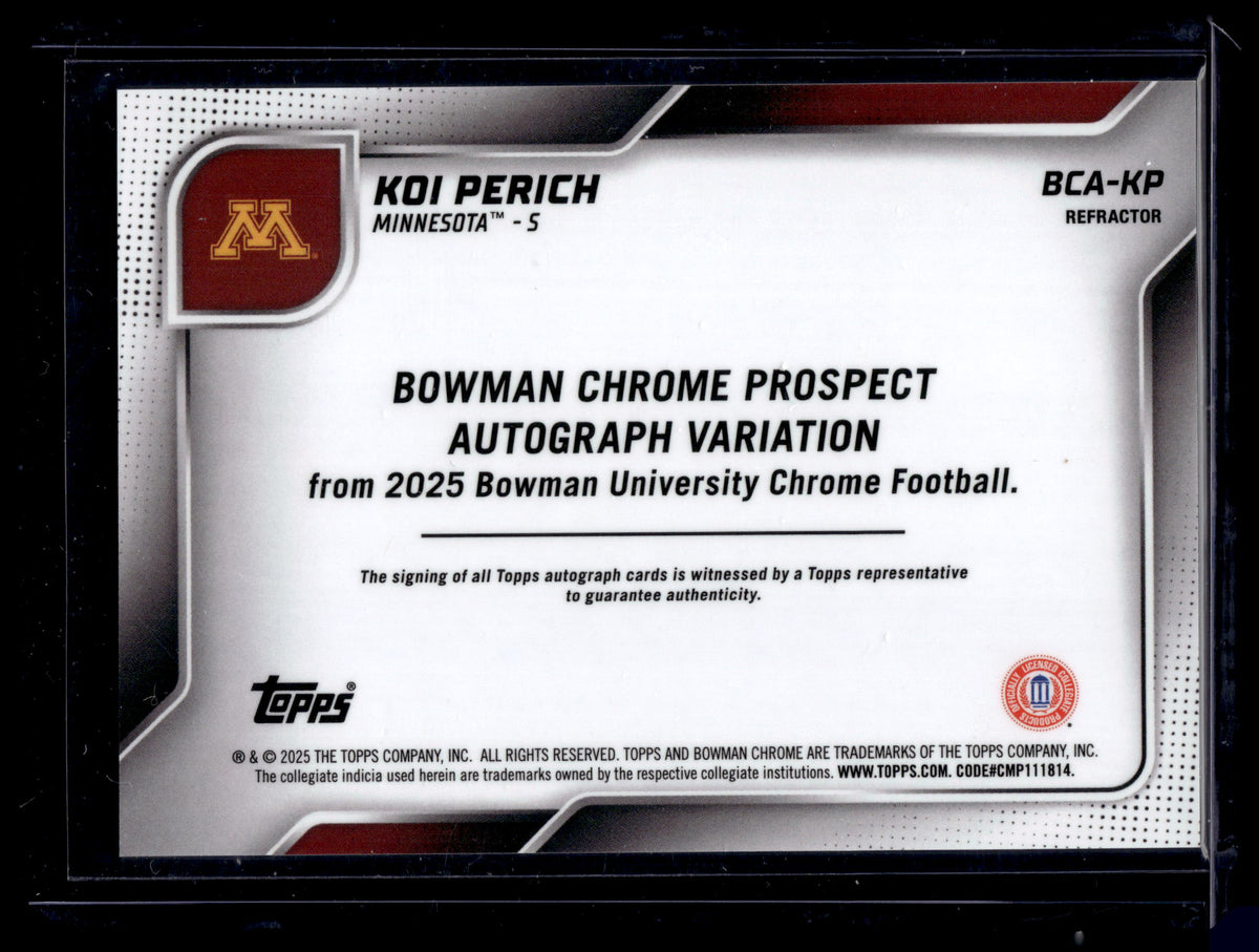 HL-P01 2025 Bowman U Chrome Football Koi Perich #BCA-KP Refractor /299 1st Auto