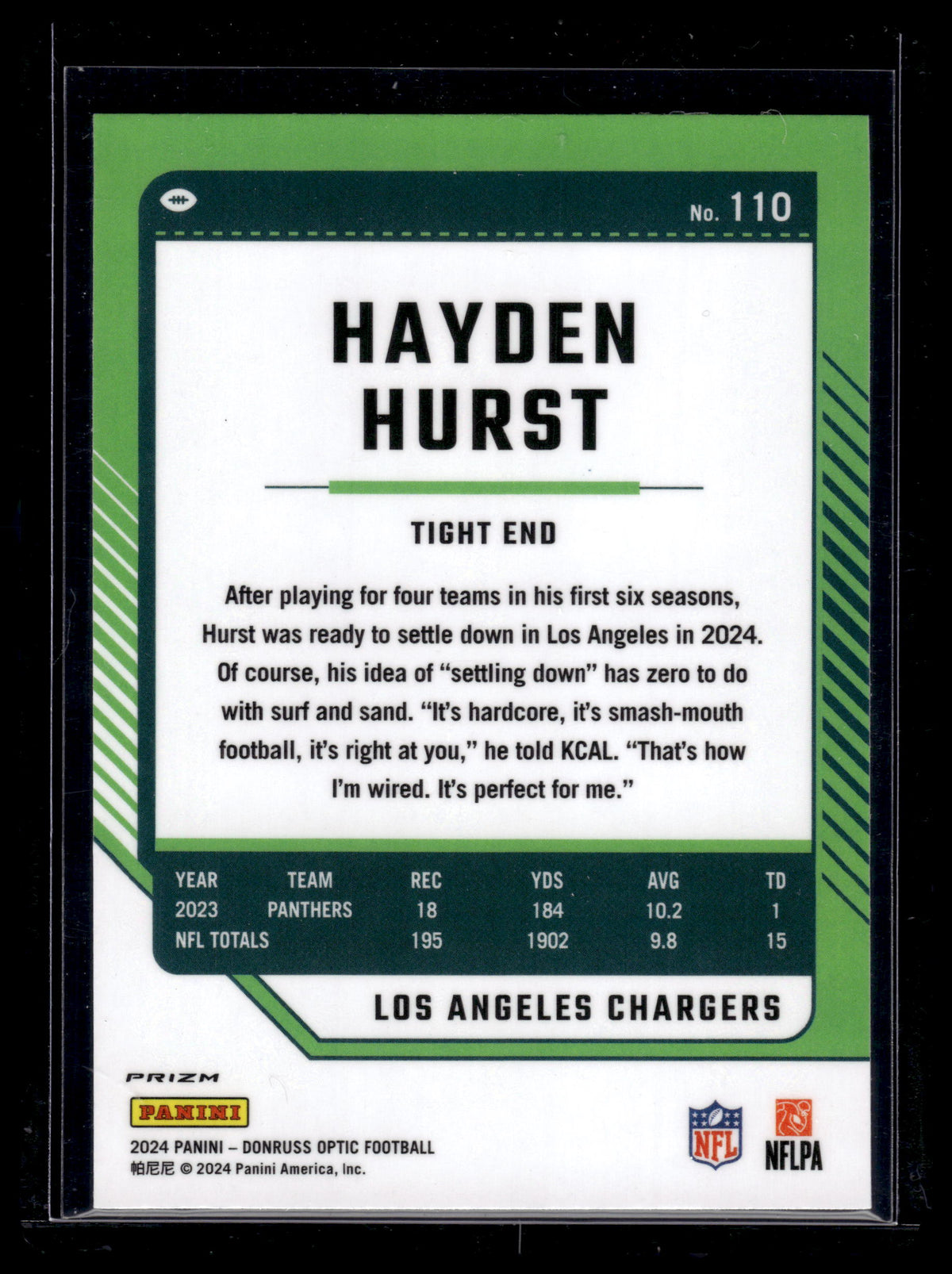 HL-P02 2024 Panini Donruss Optic Prizm Hayden Hurst #110 Rocket Prizm