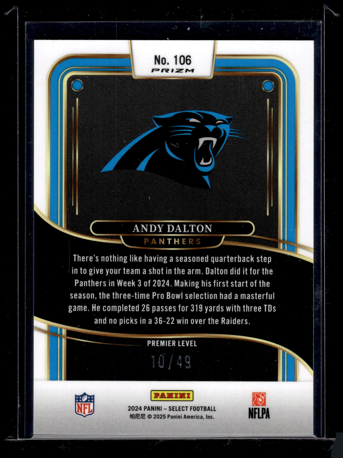 HL-P02 2024 Panini Select Prizm Andy Dalton #106 Neon Green Prizm /49