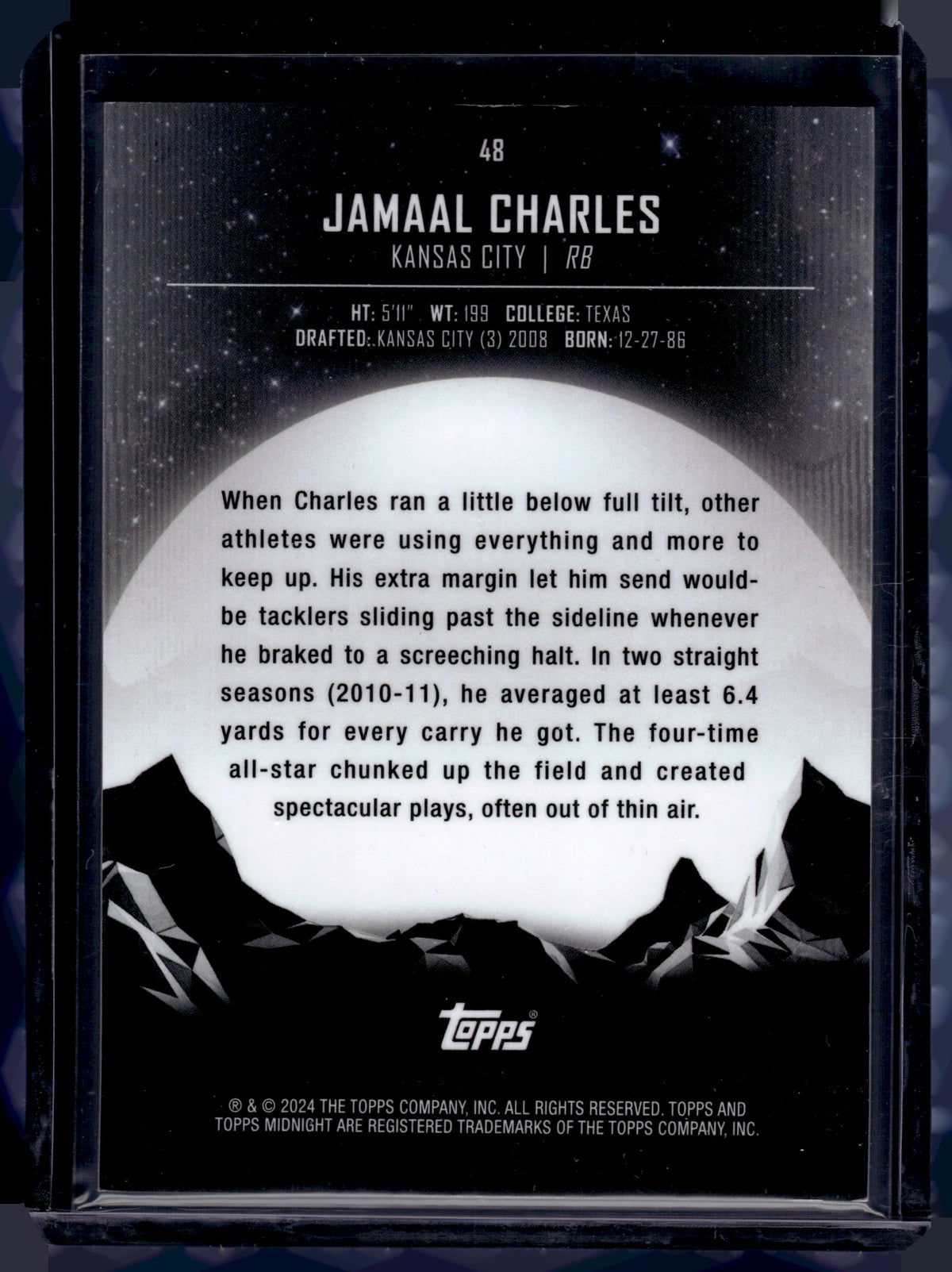 HL-P02 2024 Topps Midnight Jamaal Charles #48 Green Refractor /149