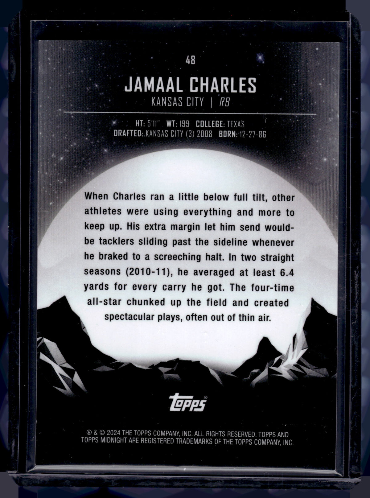 HL-P02 2024 Topps Midnight Jamaal Charles #48 Refractor /75
