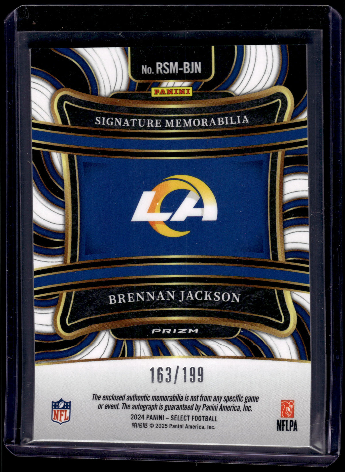HL-P02 2024 Panini Select Prizm Brennan Jackson #RSM-BJN Blue Prizm /199 Auto