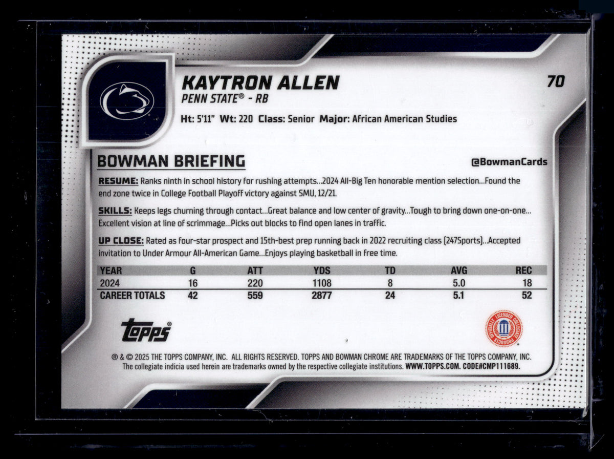 HL-P02 2025 Bowman Chrome Kaytron Allen #70 Refractor 1st