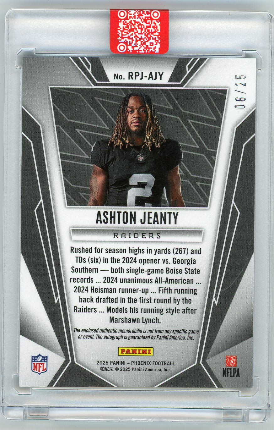 HL-INV 2025 Panini Phoenix Rookie Phenom Ashton Jeanty #RPJ-AJY /25 Auto Patch