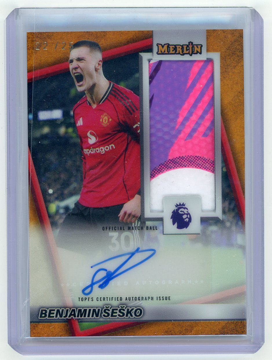 HL-INV 2026 Topps Merlin Benjamin Šeško Match Ball Orange /25 Auto Relic #MB-BS