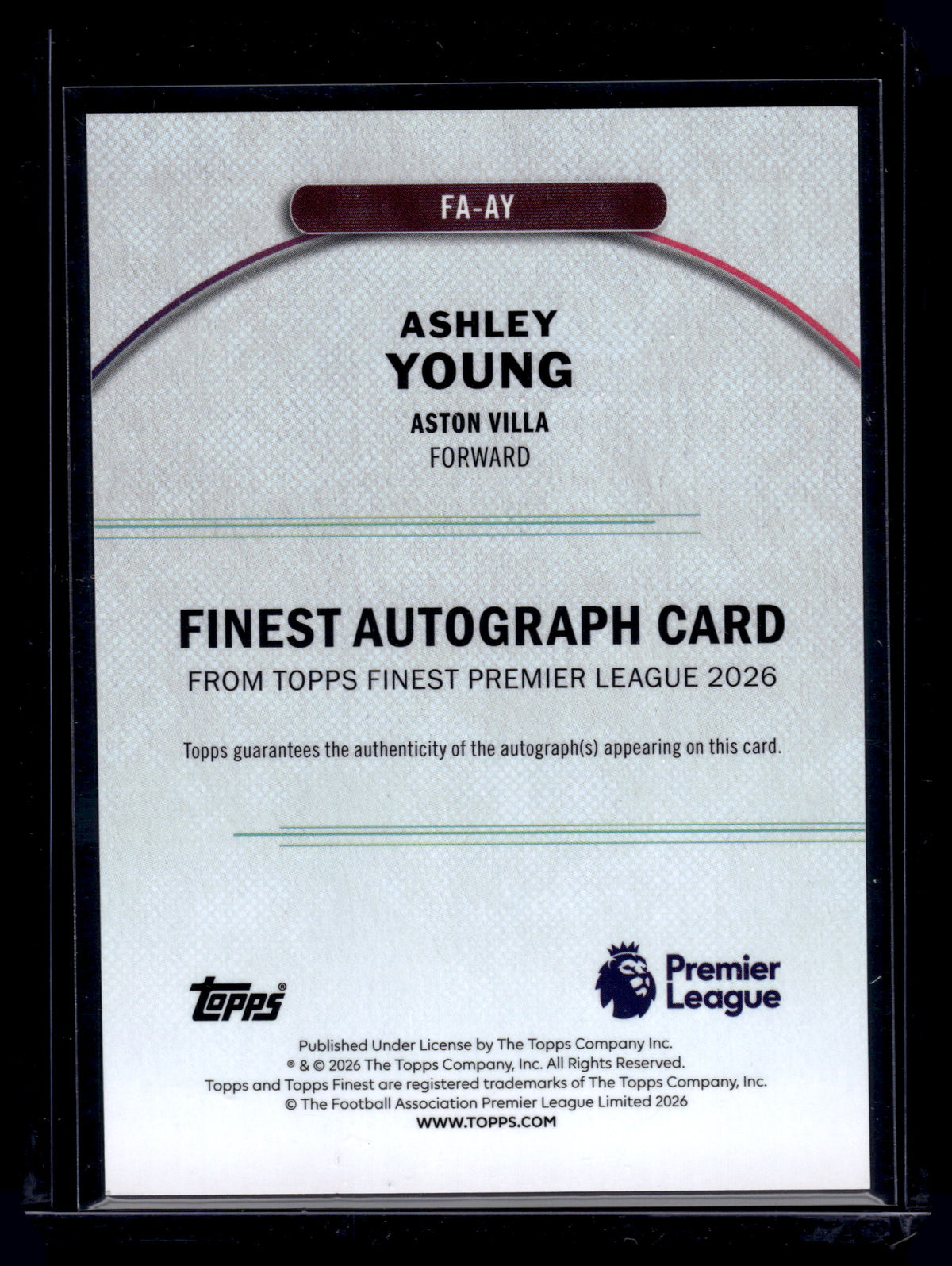 HL-INV 2026 Topps Finest EPL Ashley Young Auto #FA-AY