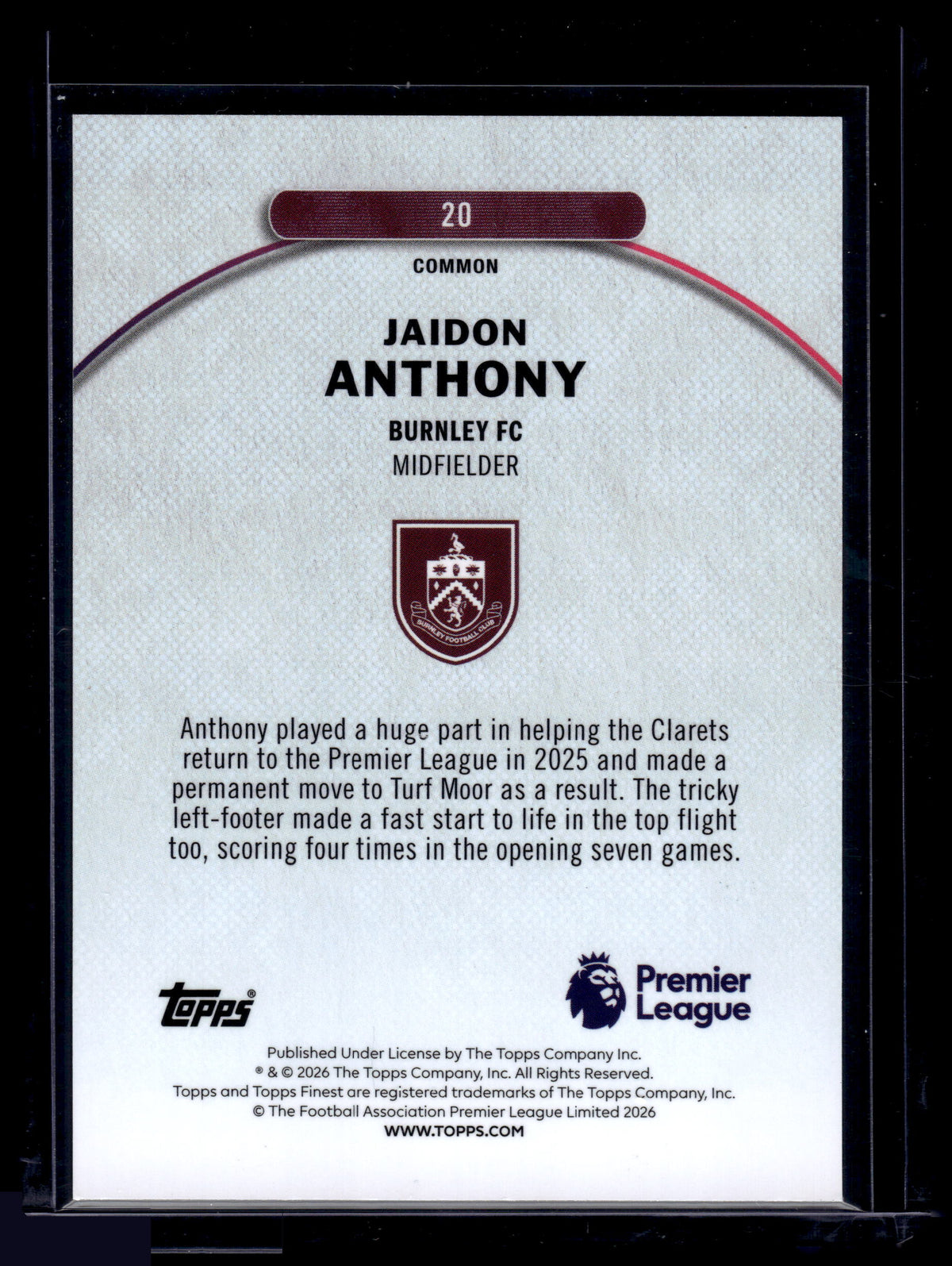 HL-INV 2026 Topps Finest Jaidon Anthony #20 Checkerboard Refractor