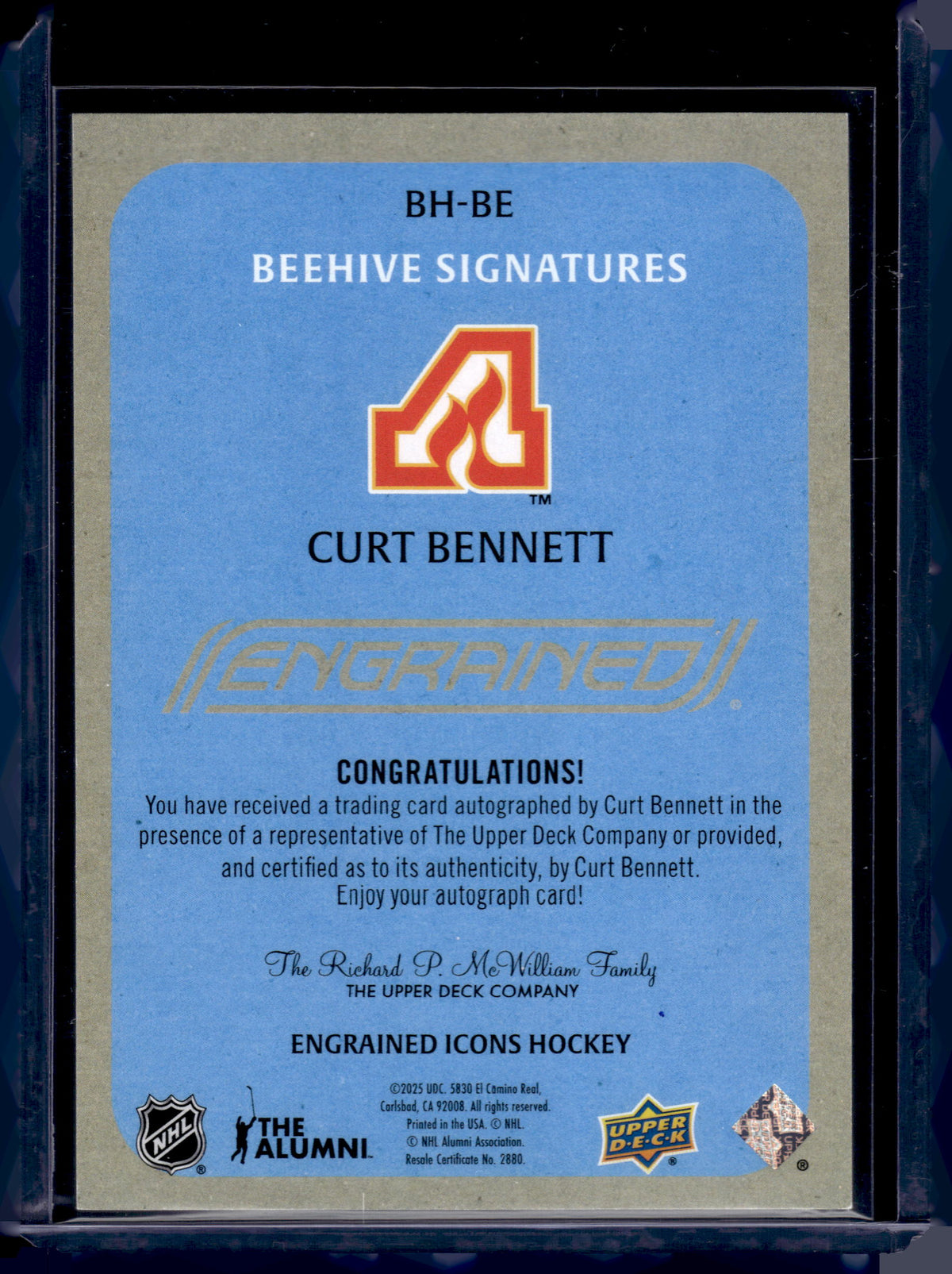 HL-INV 2025 UD Engrained Beehive Curt Bennett Auto #BH-BE