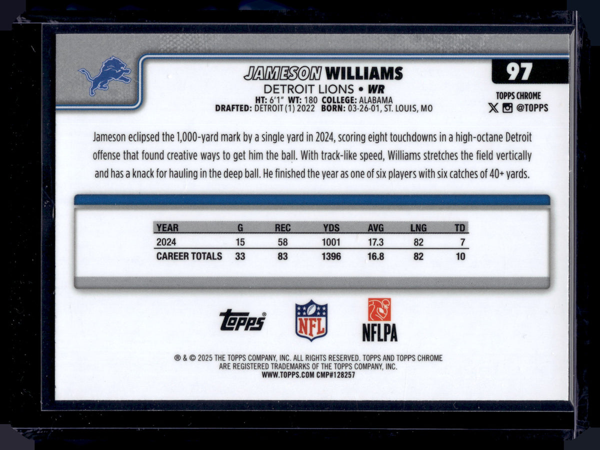 HL-INV 2025 Topps Chrome Jameson Williams #97 Prism Refractor