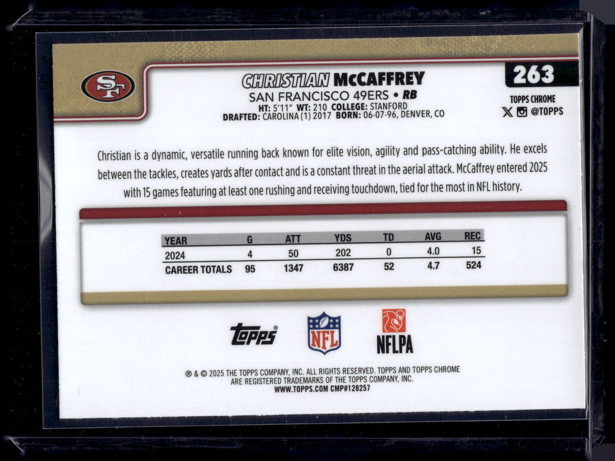 HL-INV 2025 Topps Chrome Christian McCaffrey #263 Prism Refractor