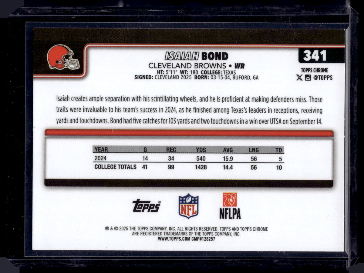 HL-INV 2025 Topps Chrome Isaiah Bond #341 Prism Refractor RC