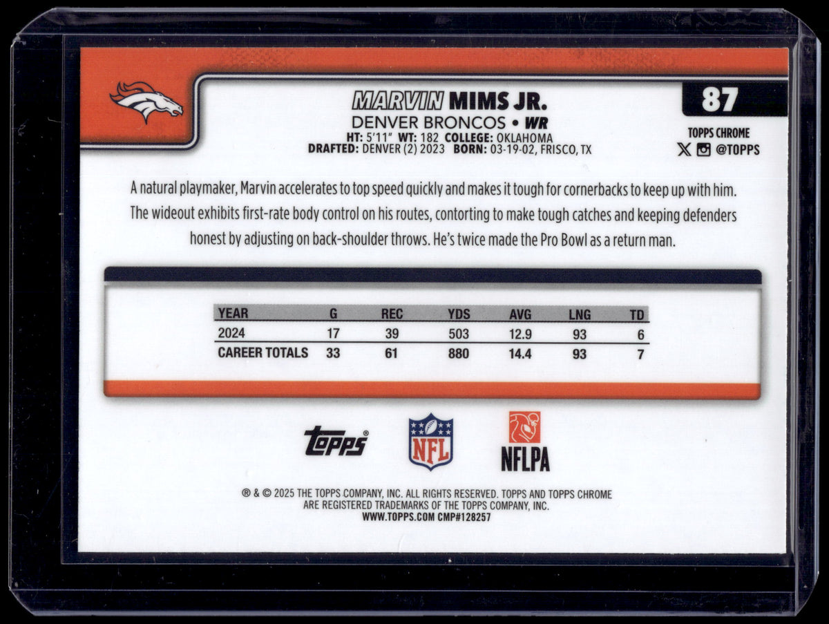 HL-INV 2025 Topps Chrome Marvin Mims Jr. #87 Neon Pulse Refractor