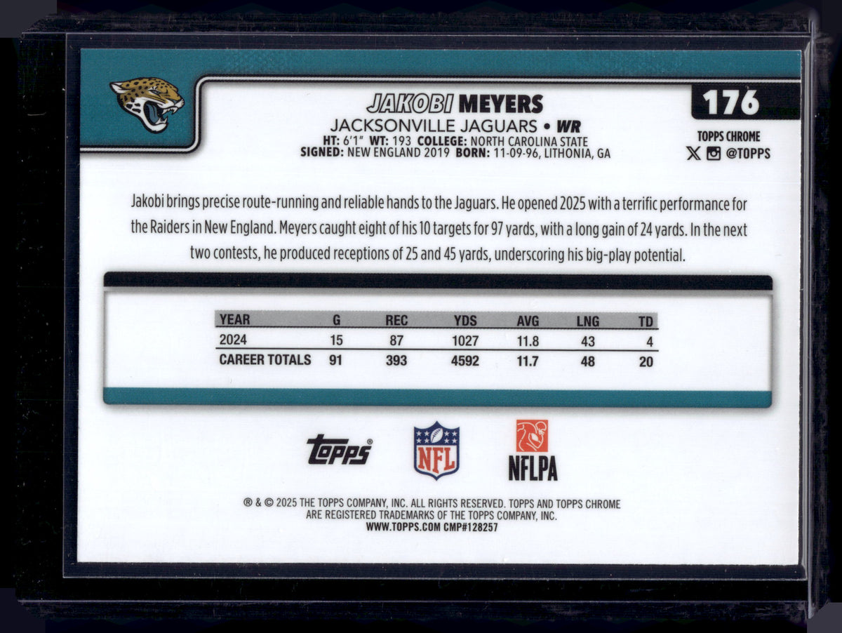 HL-INV 2025 Topps Chrome Jakobi Meyers #176 Neon Pulse Refractor