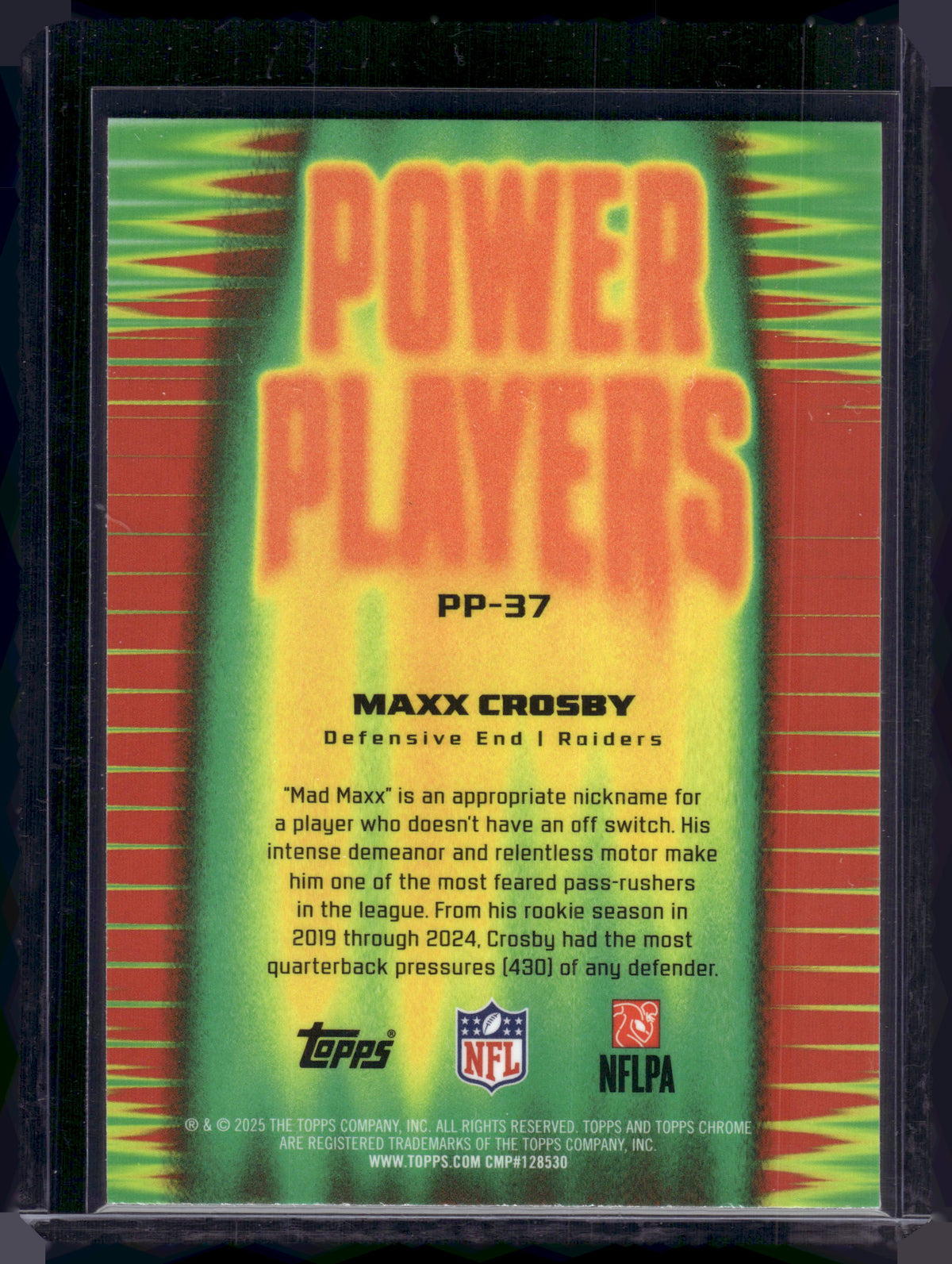 HL-INV 2025 Topps Chrome Power Players Maxx Crosby #PP-37 Yellow Refractor /275