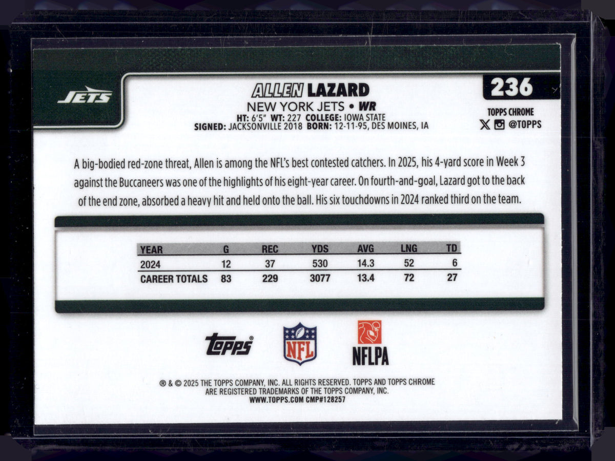 HL-INV 2025 Topps Chrome Allen Lazard #236 Blue Refractor /150
