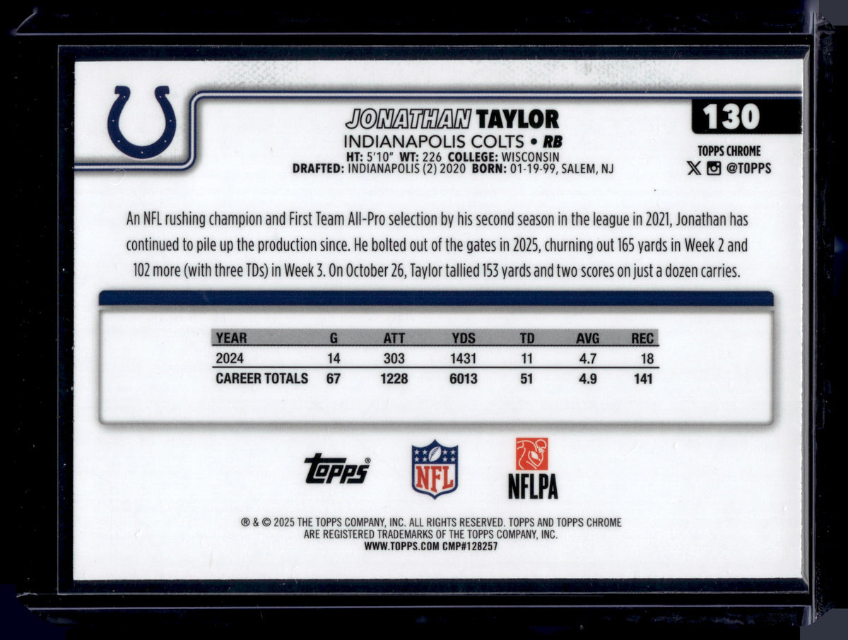 HL-INV 2025 Topps Chrome Jonathan Taylor #130 Yellow Wave Refractor /275