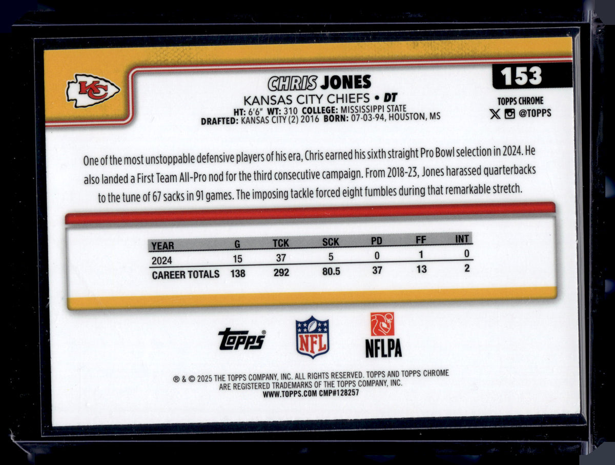HL-INV 2025 Topps Chrome Chris Jones #153 Teal Refractor /199