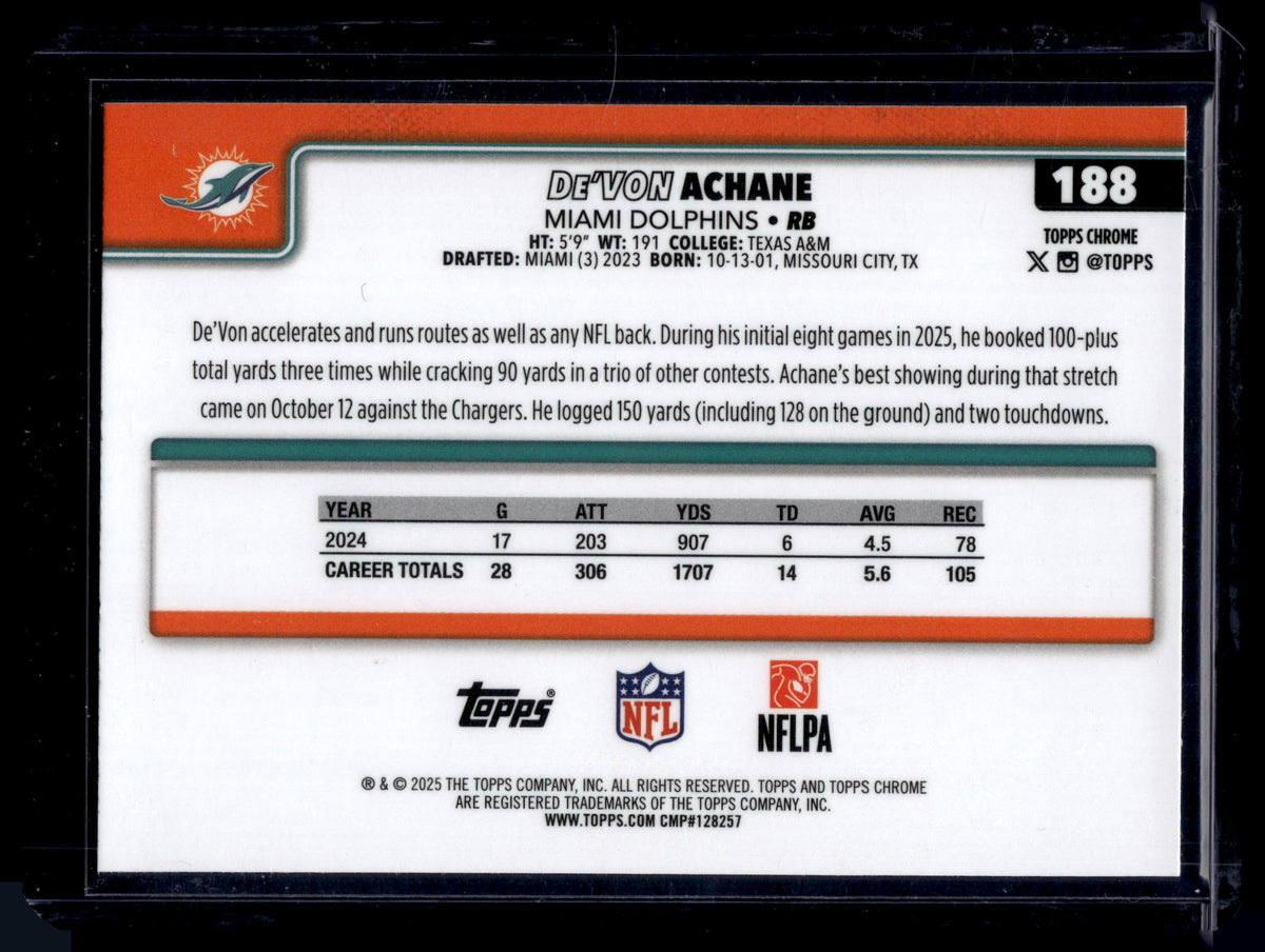 HL-INV 2025 Topps Chrome De'Von Achane #188 Prism