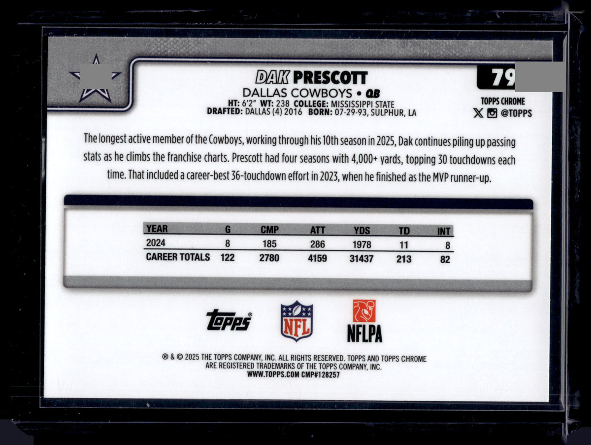 HL-INV 2025 Topps Chrome Dak Prescott #79 Prism
