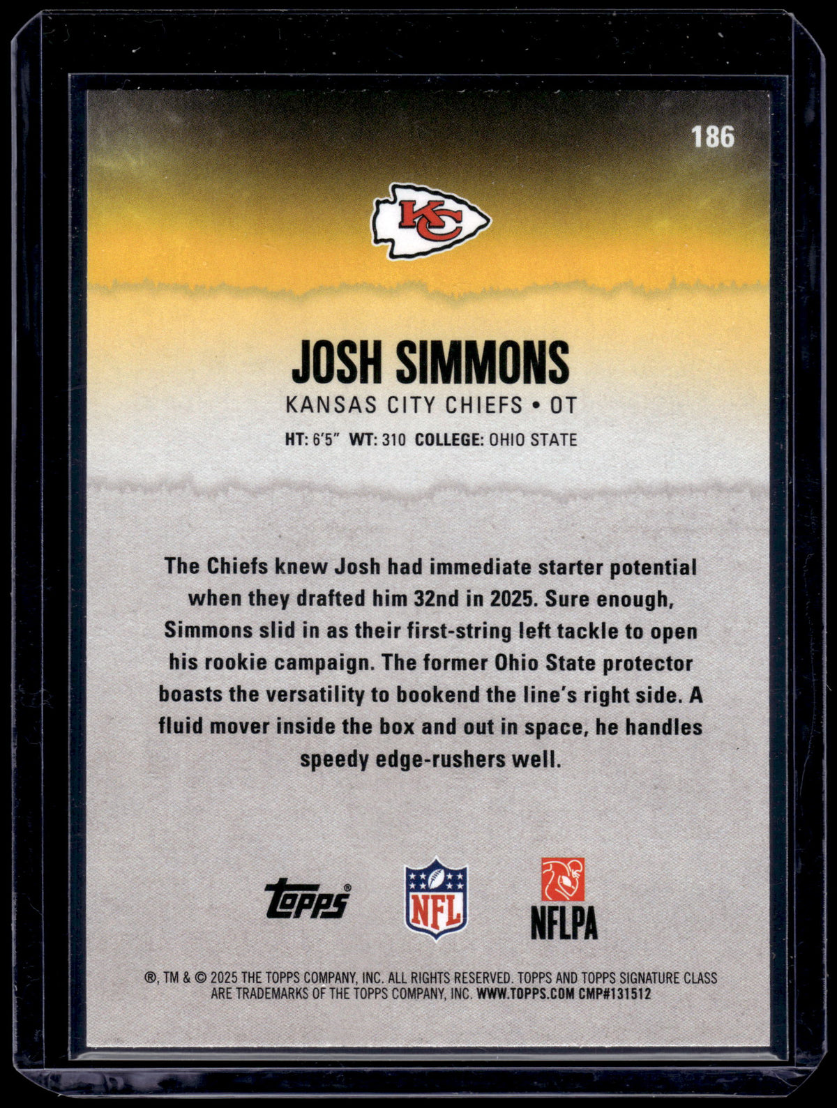 HL-INV 2025 Topps Signature Class Josh Simmons #186 Lime Green /175 RC