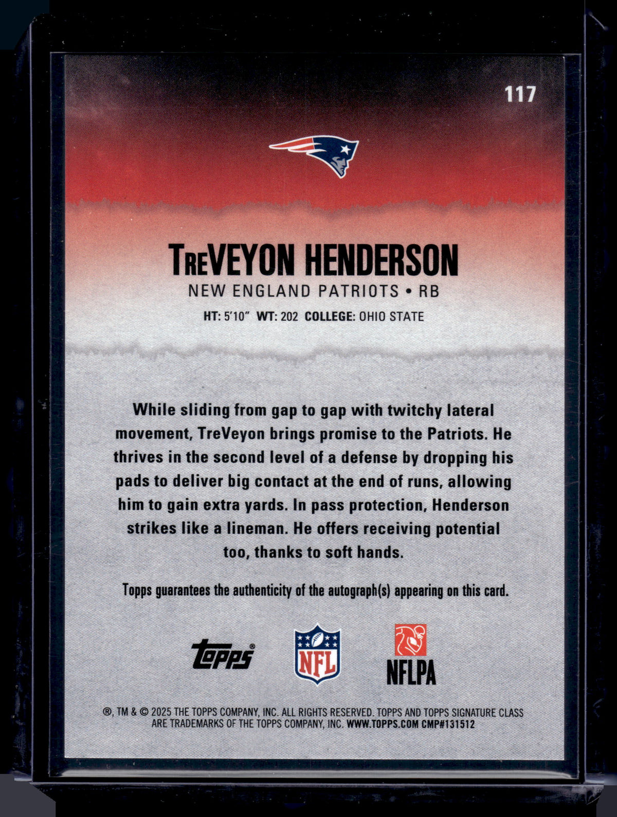 HL-INV 2025 Topps Signature Class TreVeyon Henderson #117 /275 Auto RC