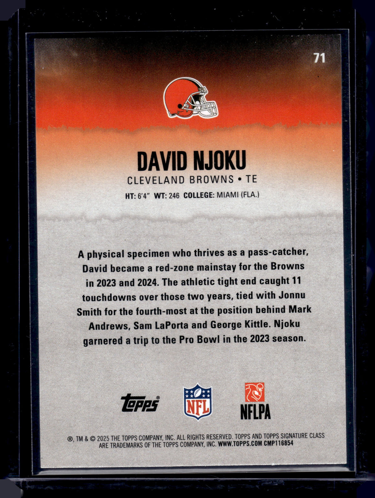 HL-INV 2025 Topps Composite Signature Class David Njoku #71 Purple /100