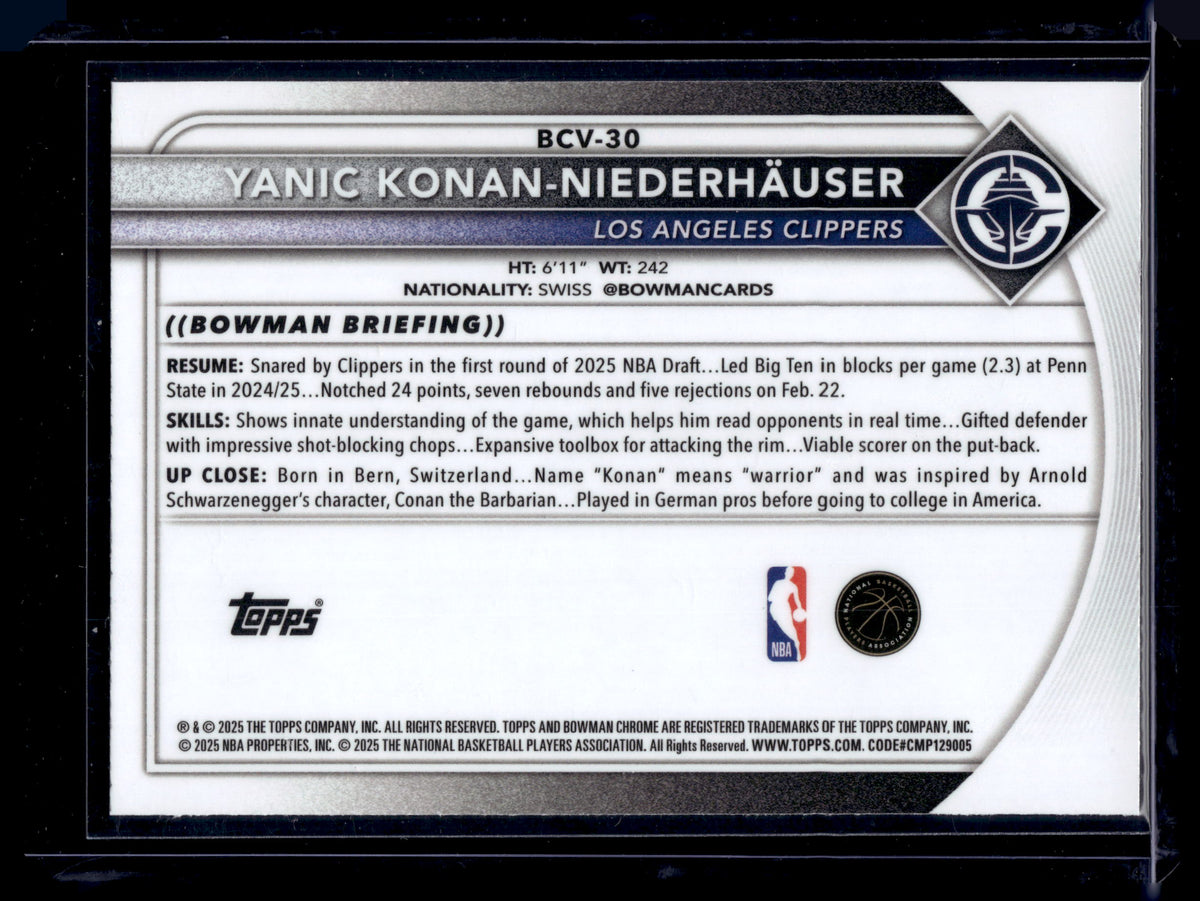 HL-INV 2025-26 Bowman Chrome U Yanic Konan-Niederhauser #BCV-30 Reptilian RC