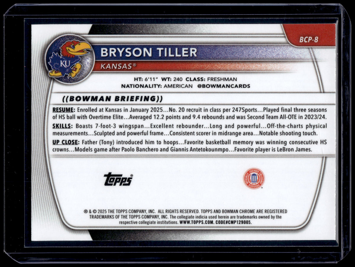 HL-INV 2025 Bowman Chrome U Bryson Tiller #BCP-8 Green Geometric /99 1st