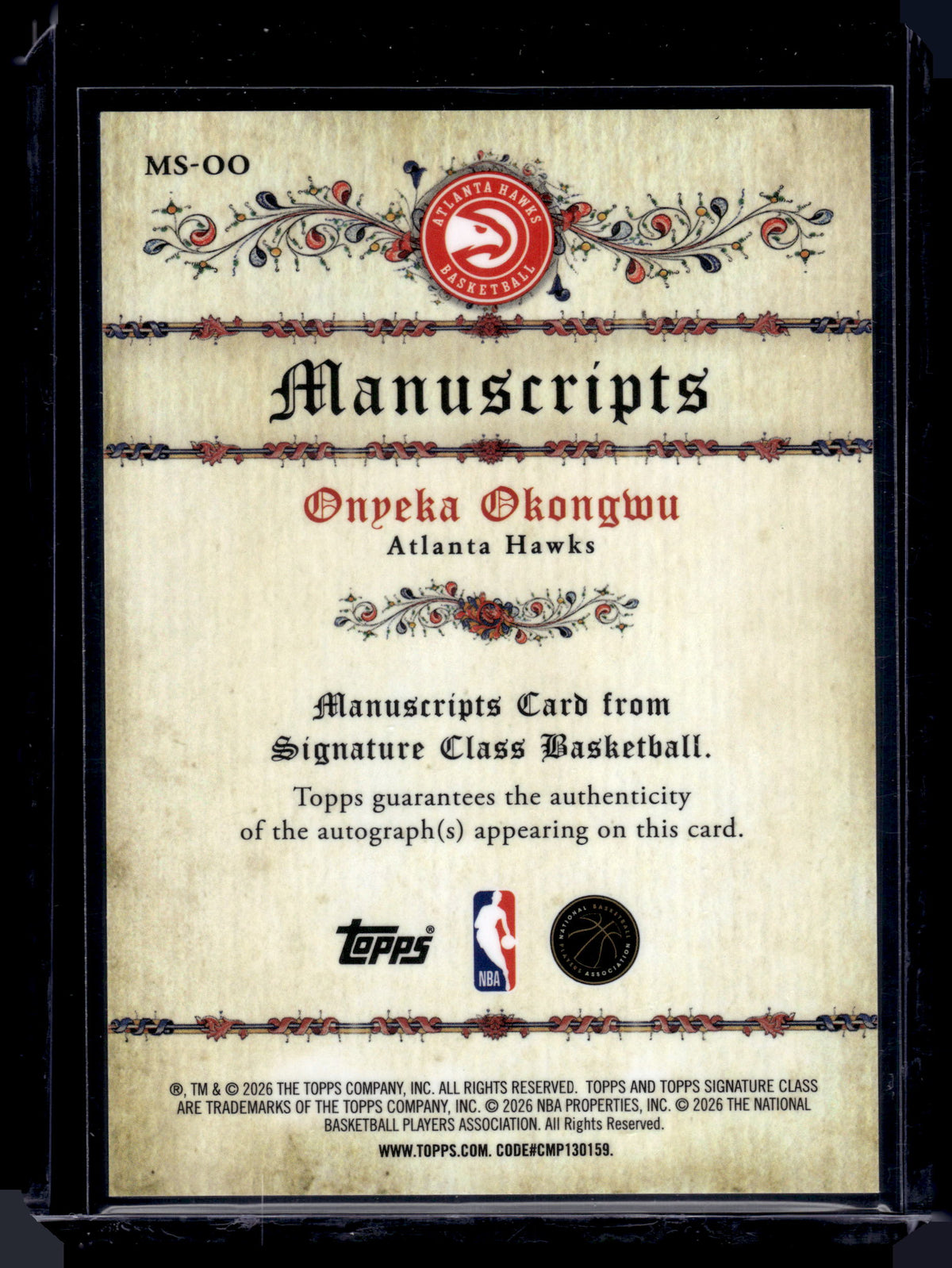 HL-INV 2025-26 Topps Signature Class Manuscripts Onyeka Okongwu #MS-OO Auto