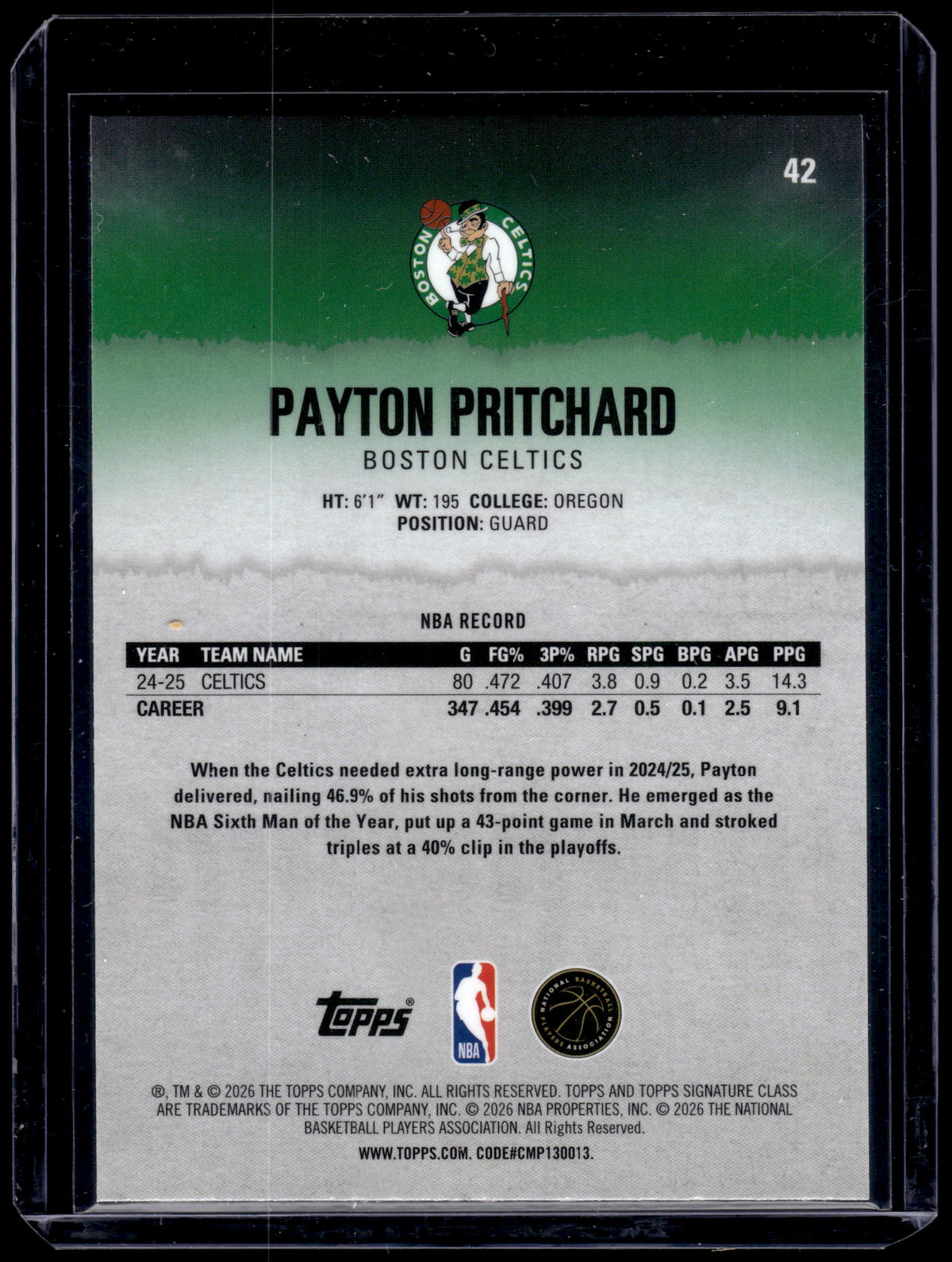 HL-INV 2025-26 Topps Signature Class Payton Pritchard #42 Magenta /250