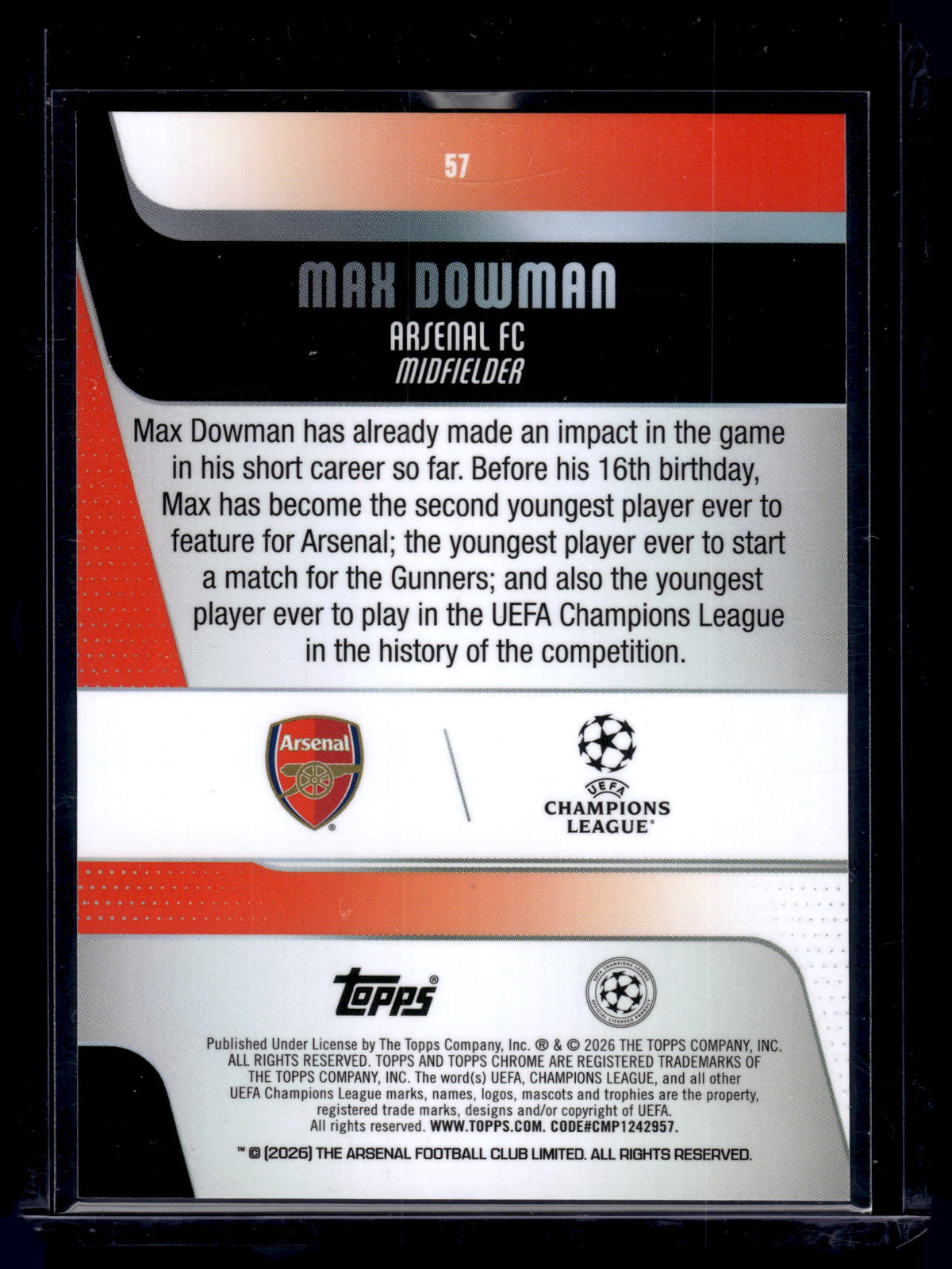 HL-INV 2026 Topps Chrome Max Dowman #57 RC