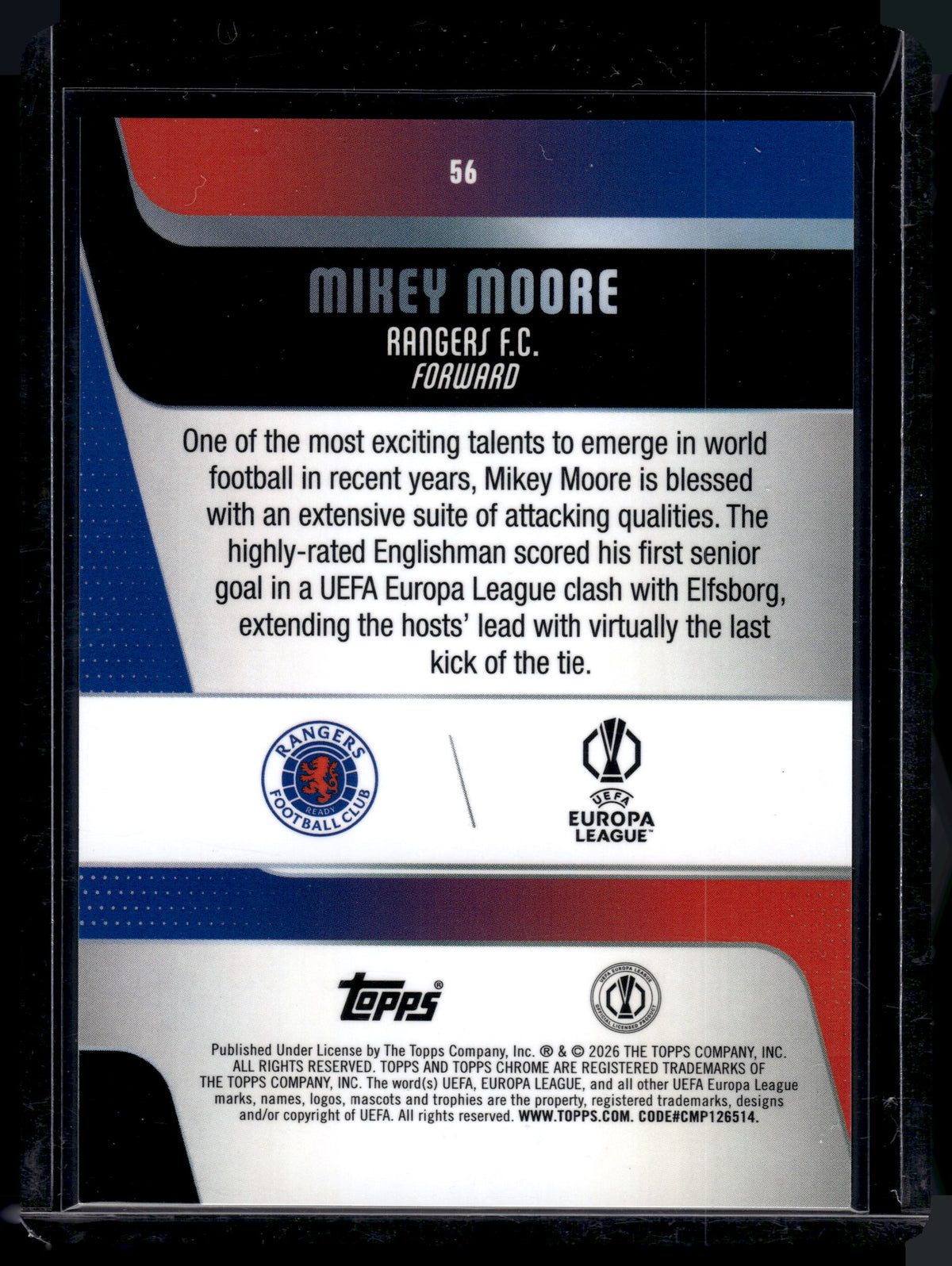 HL-INV 2026 Topps Chrome UEFA Club Competitions Mikey Moore #56 Aqua Lava /199