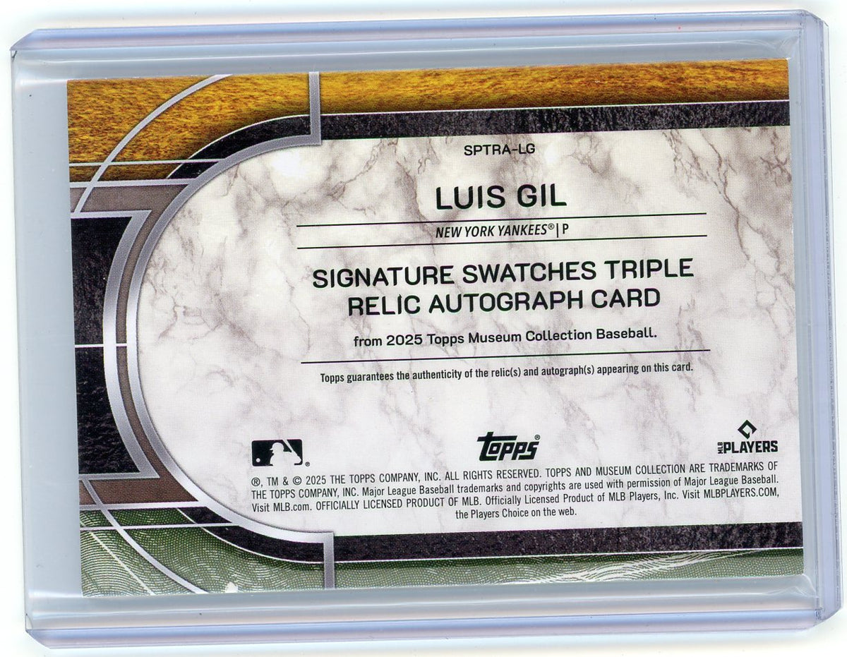 HL-P01 2025 Topps Museum Collection Luis Gil #SPTRA-LG /149 Triple Relic Auto