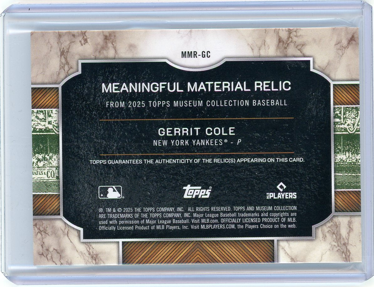 HL-P01 2025 Topps Museum Meaningful Materials Gerrit Cole Red /15 #MMR-GC