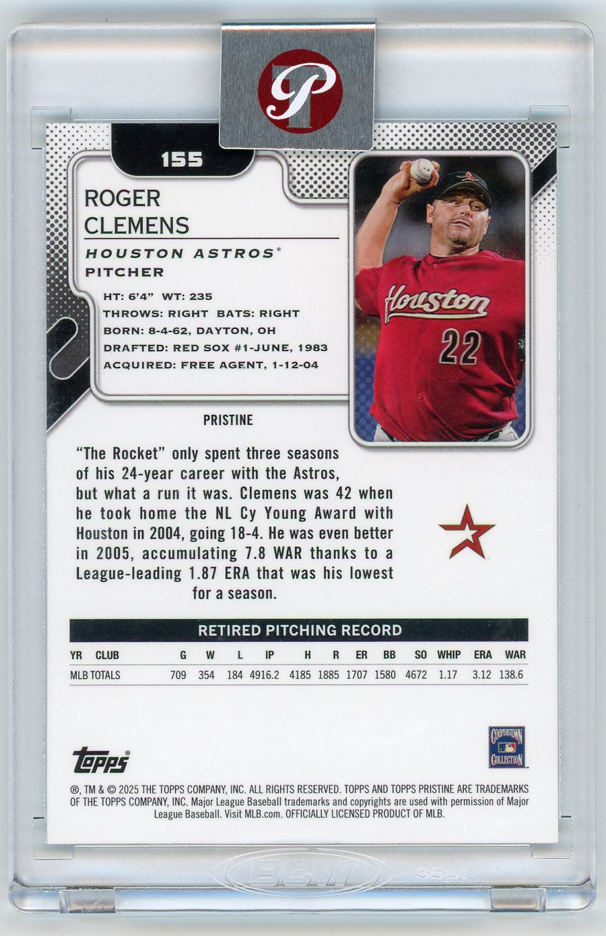 HL-P01 2025 Topps Pristine Roger Clemens #155 Aqua Refractor /199