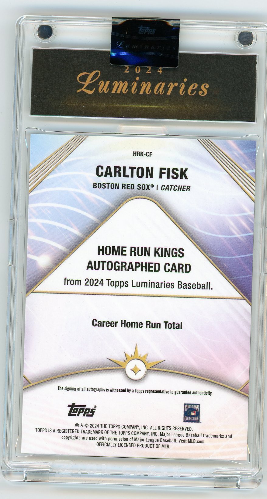 HL-P04 2024 Topps Luminaries Home Run Kings Carlton Fisk #HRK-CF /25 Auto