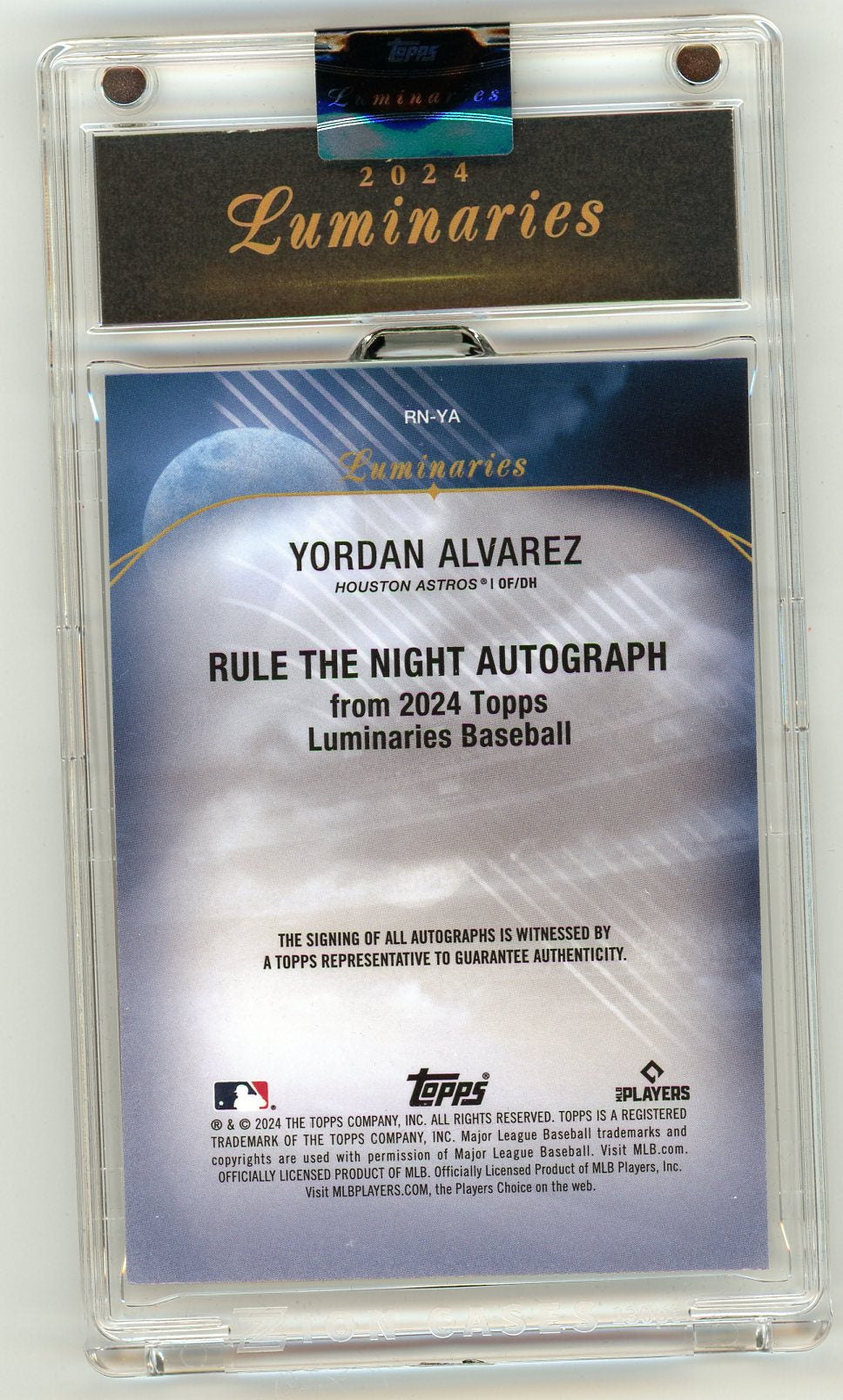 HL-P04 2024 Topps Luminaries Rule the Night Yordan Alvarez #RN-YA /25 Auto