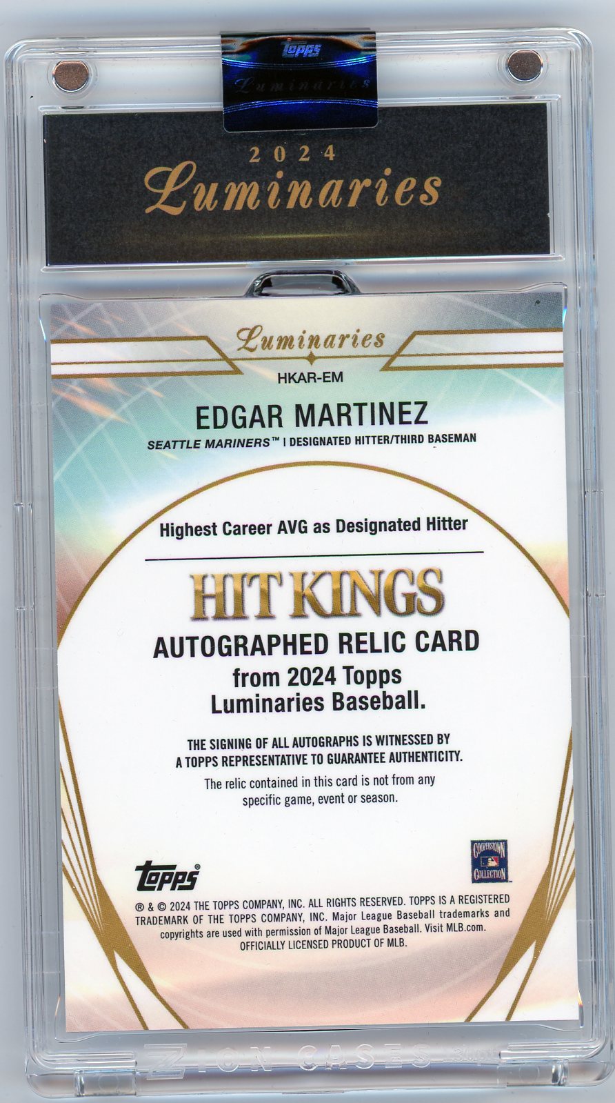 HL-P04 2024 Topps Luminaries Edgar Martinez Blue #HKAR-EM /10 Memorabilia Auto